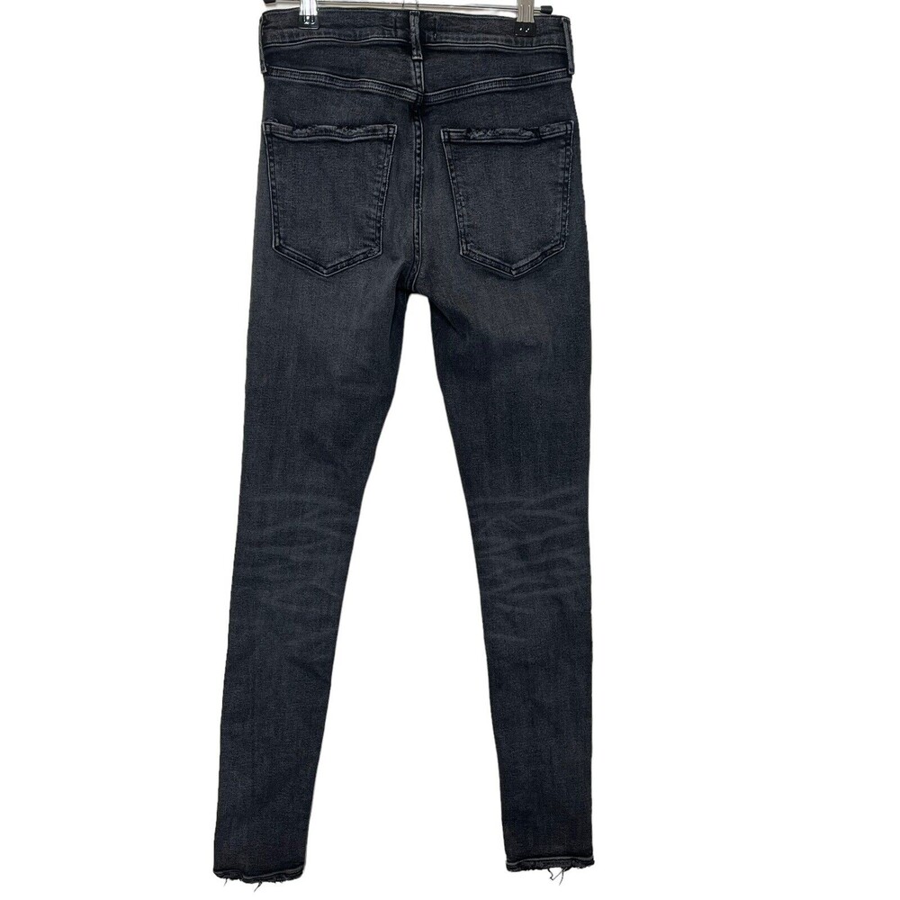 Agolde Sophie High Rise Skinny Distressed Jeans Women's 25 Dark Grey Silence - Picture 5 of 12